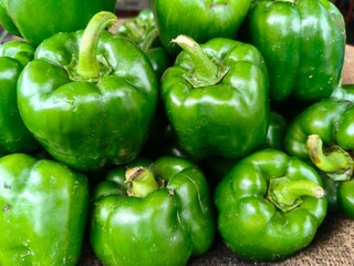 Pile of fresh green Capsicum.