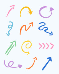 Colorful arrow chalk style graphic elements.eps