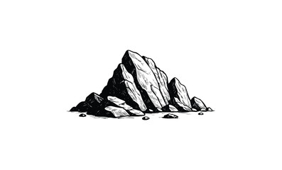 Naklejka premium Monochrome illustration of jagged rock formation. Vector retro hand drawn illustration