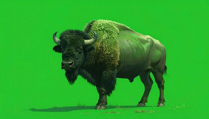 Bison on a green screen