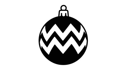 Simple Black and White Zigzag Christmas Ornament.