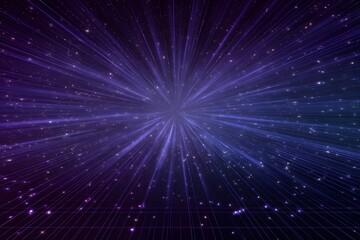 Abstract neon light background with blue and purple glowing lines on a black, gradient background