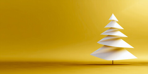minimalist christmas with white abstract tree on golden background