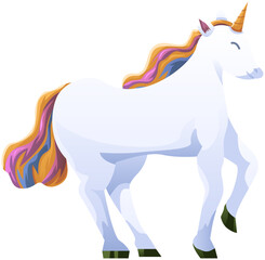 Cute Unicorn Horse with Rainbow Hair