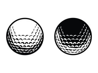 Golf Ball Vector Silhouette, Sports Icon Set. Golf Ball Outline and Solid Icon Vector
