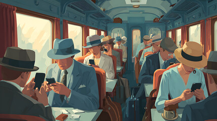 Strangers on a train playing an interactive multiplayer trivia game on their phones (2)