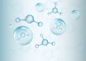 Glass blue molecules model. Concept of pharmaceutical, medical, biochemical, beauty. Vector illustration. Eps 10