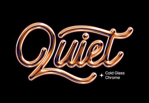 Orange Glass Chrome Text Effect Mockup
