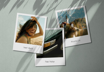 Square Polaroid Photos Mockup
