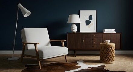 Modern Living Room Interior with Armchair and Decor