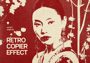 Retro Copier Photo Effect Mockup