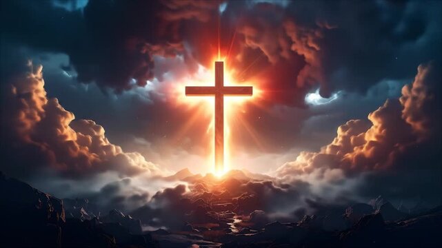 Burning cross religious artwork