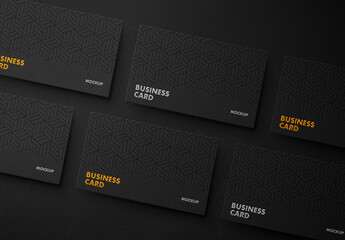 Black Foiled Business Cards Grid Mockup