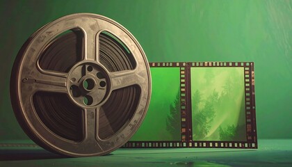 Vintage film reel and negative