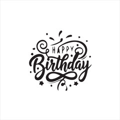 Happy birthday lettering text, isolated on white background