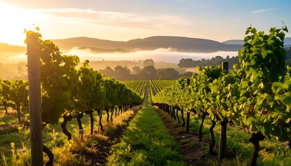 Naklejka premium Vineyard Sunrise Landscape Photography