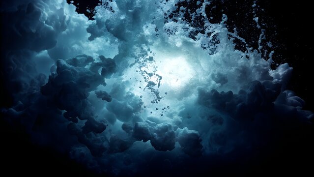 Dramatic storm clouds sun rays sky