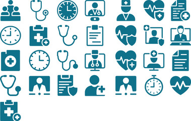 Medical Icon Set Healthcare  Wellness Symbols