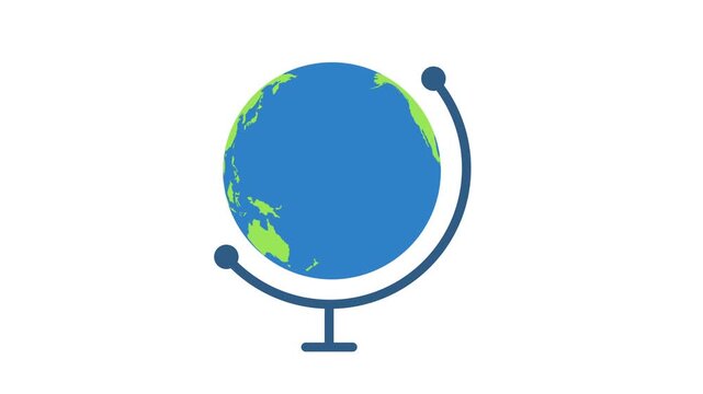  Animated spinning globe symbol on white background in 4K