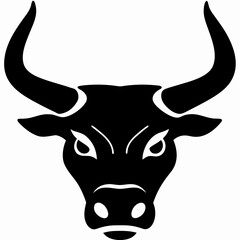 Bull Head Silhouette Vector Black Minimalist Animal Design