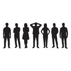Diverse group of people silhouettes standing together representing unity community teamwork and diversity vector