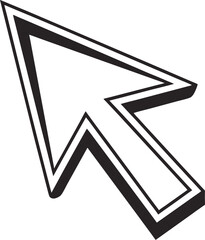 3D Bold Arrow Cursor Vector Icon – Computer Pointer for Navigation and Click Design