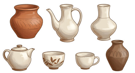 Hand-drawn pottery sketch isolated on white background