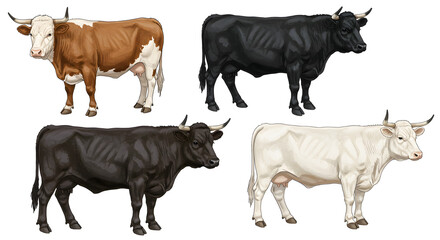 Hand-drawn cattle sketch isolated on white background
