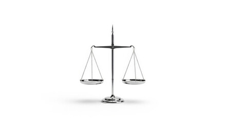 Minimalist design, silver legal scales on a plain white background, clean and modern aesthetic, subtle shadowing
