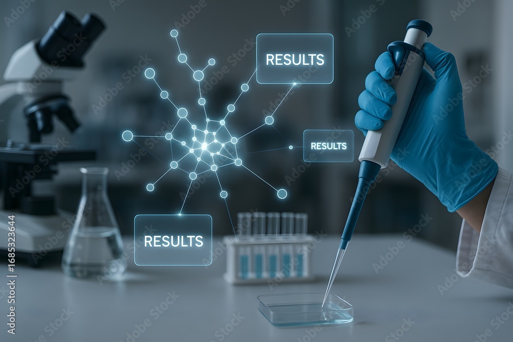 Poster a scientist in a laboratory environment.