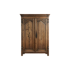 Haunted vintage wooden wardrobe, spooky gothic furnture piece 