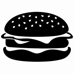 Burger Bliss Vector Silhouette Minimalist Black Burger Graphic