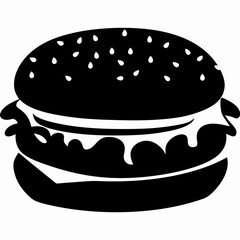 Burger Bliss Vector Silhouette Minimalist Black Burger Graphic