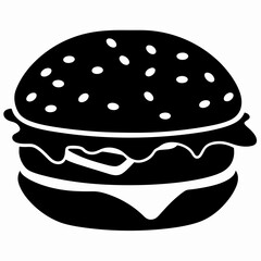 Burger Bliss Vector Silhouette Minimalist Black Burger Graphic