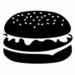 Burger Bliss Vector Silhouette Minimalist Black Burger Graphic