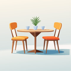 Pixel Art Retro Cafe Table And Chairs