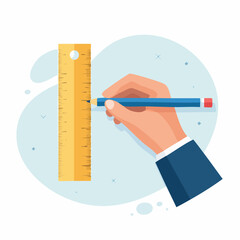 Hand Measuring With Ruler And Pencil