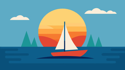 Fototapeta premium Peaceful Sailboat on Calm Water a Serene Scene of Coastal and Marine Nature