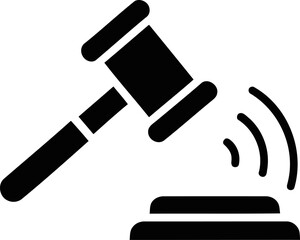 Judge hammer striking sound symbol