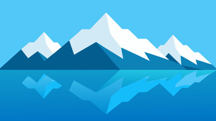 Fototapeta premium Majestic Snow Capped Mountains Reflecting in a Calm Lake a Nature Mirror