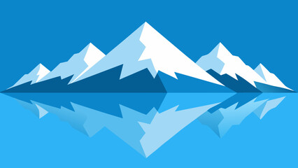 Fototapeta premium Snow Capped Peaks Reflected in a Lake a Pristine and Serene Nature Landscape