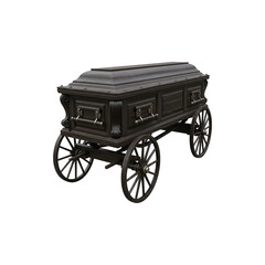 Haunted gothic hearse wagon prop for graveyard Halloween displays and spooky haunted house decorations