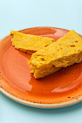 Spanish omelet with pre-steamed potatoes, which absorb the egg better and create a more uniform texture