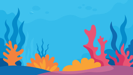 Underwater Coral Reef Scene Vibrant Marine Nature Vector Illustration