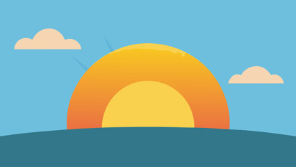 Vernal Equinox Sunrise Serene Nature Vector Illustration Artwork
