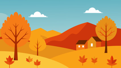 Vermont Autumn Maples Vibrant Fall Nature Vector Illustration