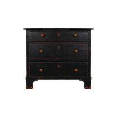 Vintage haunted dresser with dark wood drawers perfect for spooky Halloween home decor or eerie gothic iterior design