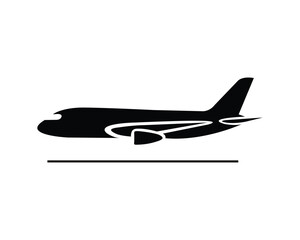 Airplane Silhouette Taking Off Vector Illustration