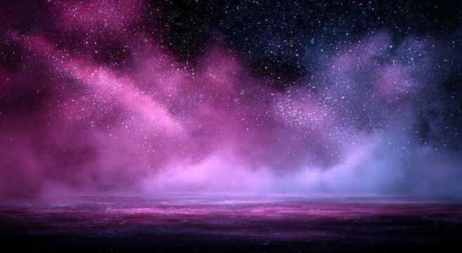 Abstract Galaxy Space Background with Pink and Purple Lights.