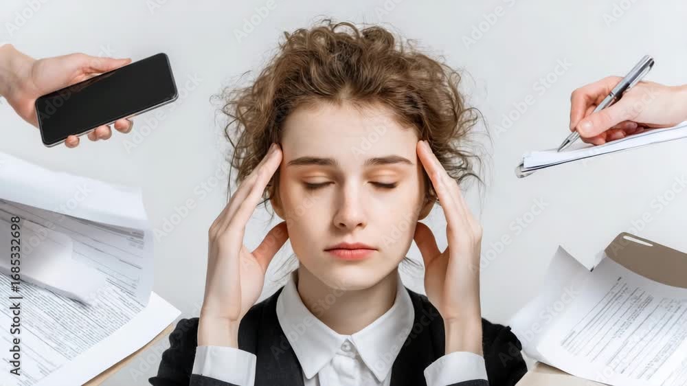 Poster Feeling overwhelmed with tasks and responsibilities in a busy work environment